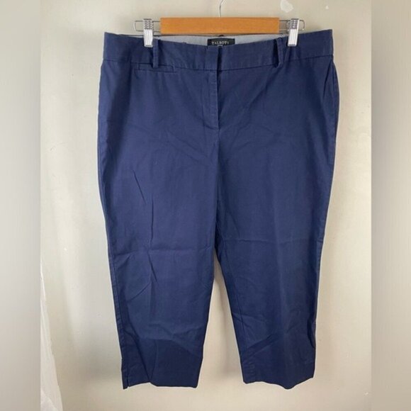 Talbots Pants Womens 14P Blue Capri Chelsea Cropped Stretch Chino Career - Picture 1 of 11